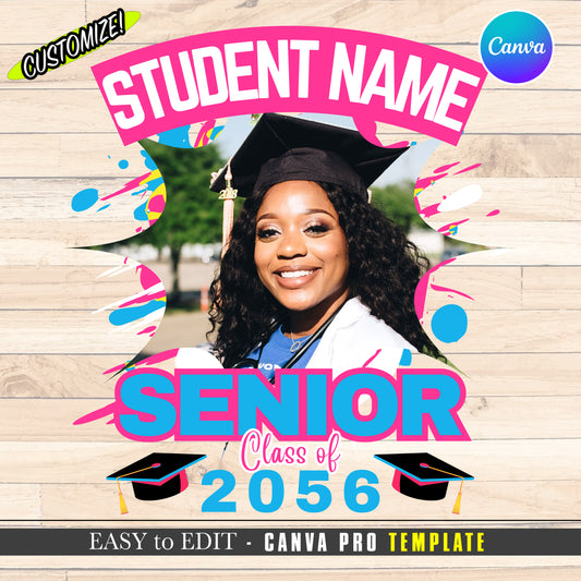Senior Graduation Canva Template - Easy DIY Shirt Design Invitation