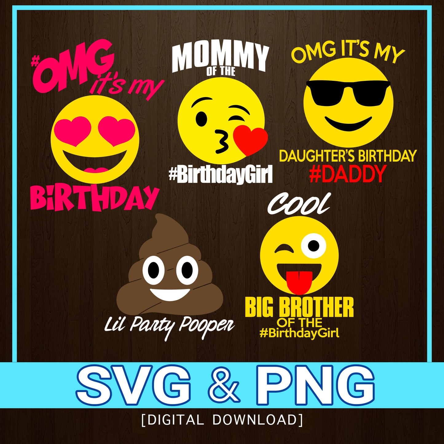 Emoji Theme Birthday SVG bundle