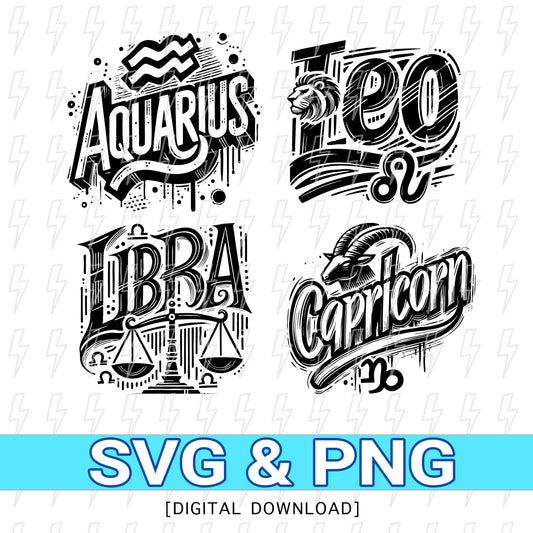 Zodiac Birthday SVG & PNG Bundle