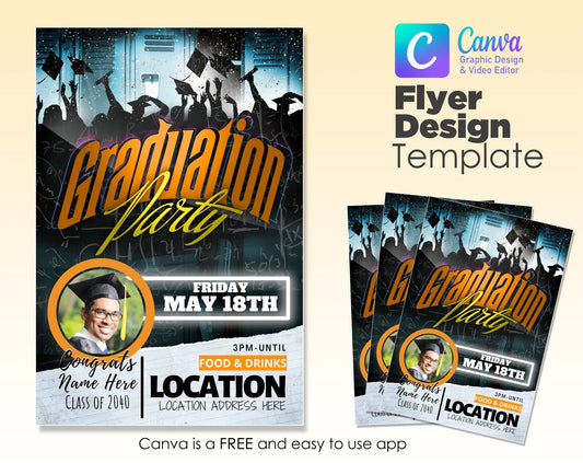Graduation Flyer Canva Template | Invitation Graduation Party Senior