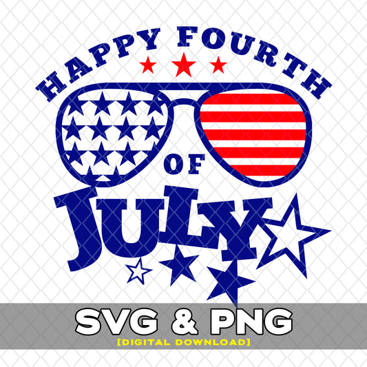 Happy 4th of July SVG & PNG | Patriotic Craft Design - Shades