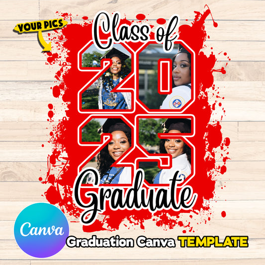 Red Class of 2025 Senior Design Canva Template , Graduation Class of 25 png files (Copy)