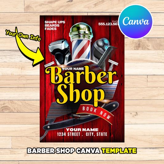 Barber Shop Flyer Template - Editable Canva Design