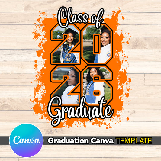 Graduation Senior Canva Template - Class of 26 EDITABLE DIY [ORANGE]