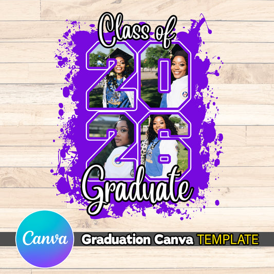 Purple Graduation Senior Canva Template - Class of 26 EDITABLE DIY png file