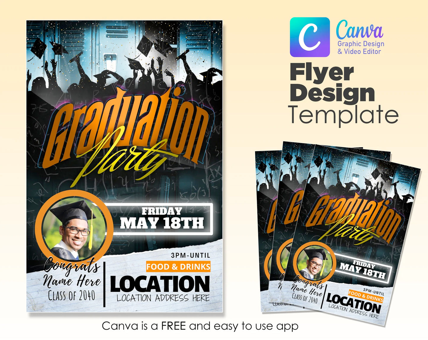 Graduation Flyer Canva Template | Invitation Graduation Party Senior
