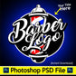 Barber Shop Logo Photoshop Template - Editable PSD Design