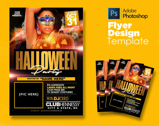 Halloween Party Flyer Template - Customizable PSD for Adobe Photoshop [Instant Download]