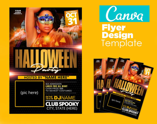 Halloween Canva Flyer Template - Customizable Party Invitation Design