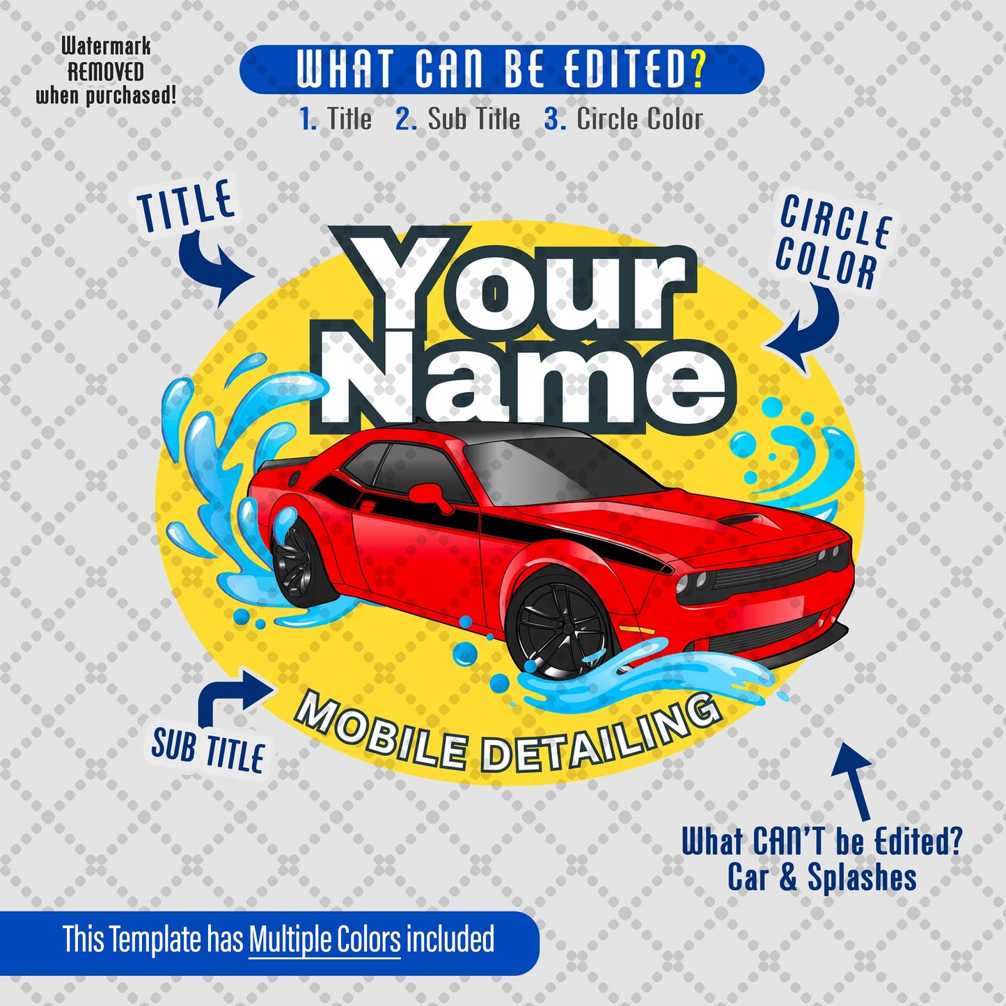 Car Wash Mobile Detailing Logo - Editable Canva Template