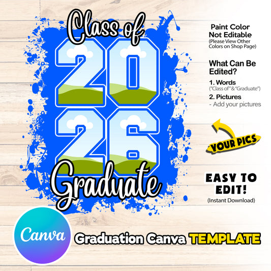 Graduation Senior Canva Template - Class of 26 DIY [BLUE]