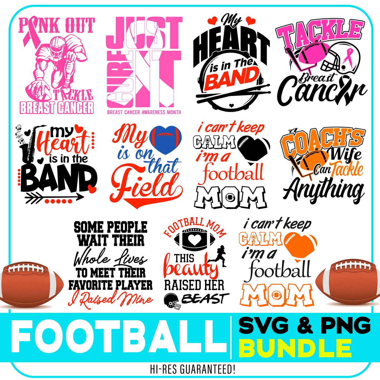 Football SVG Bundle - 12 High-Res Designs for Crafting