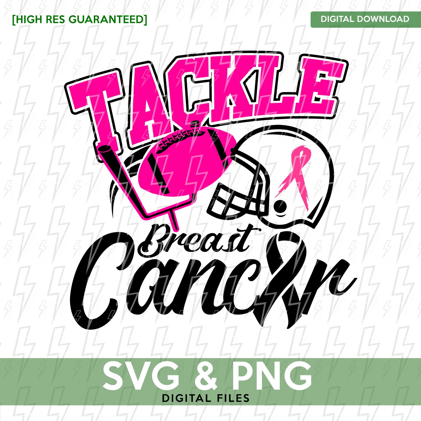 Football Cancer Awareness SVG - Pink Tackle Breast Cancer Design