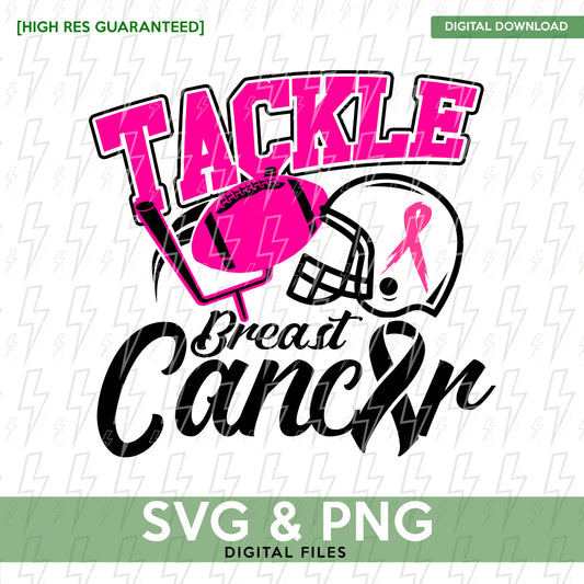 Football Cancer Awareness SVG - Pink Tackle Breast Cancer Design